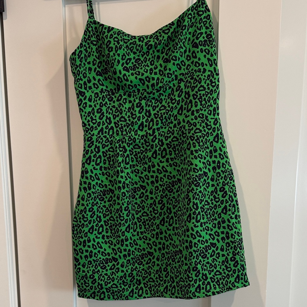 Superdown Green Animal Print Mini Dress